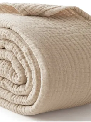 Gauze Blanket for Adults All Season, Linen Beige