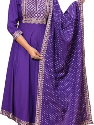 Women Embroidered Kurta set with Dupatta in Rayon fabric Indian Tunic Dress Ethnic Wear Collection For Women