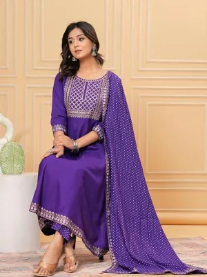 Women Embroidered Kurta set with Dupatta in Rayon fabric Indian Tunic Dress Ethnic Wear Collection For Women