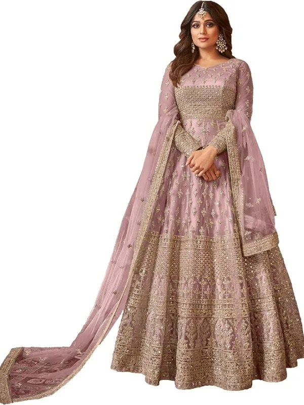 Product women's indian traditional full length heavy embroidered ethnic salwar suit with dupatta Image